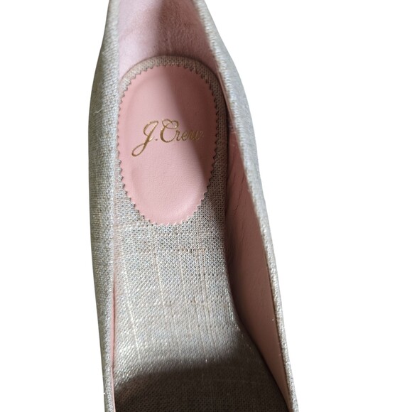 J Crew Seville Espadrille Wedge Metallic Canvas Shoes Size 6.5 Leather Lining - Picture 7 of 10
